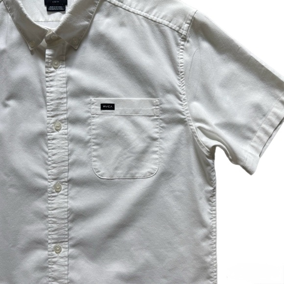 RVCA Men's White Casual Button Down Shirt - Picture 3 of 8